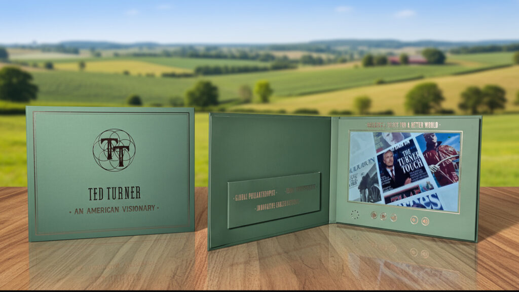 Luxury birthday invitation video brochure created for Ted Turner’s milestone event.
