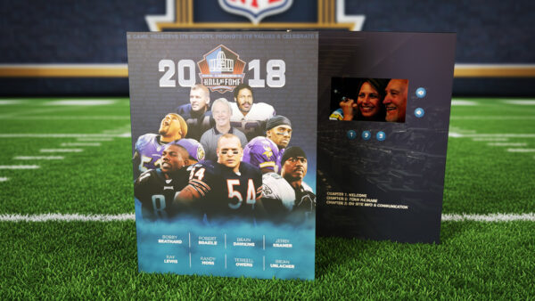 NFL Hall of Fame video folder featuring VIP welcome video and premium design.