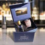 Premium liquor video box with embedded HD screen and custom branding.