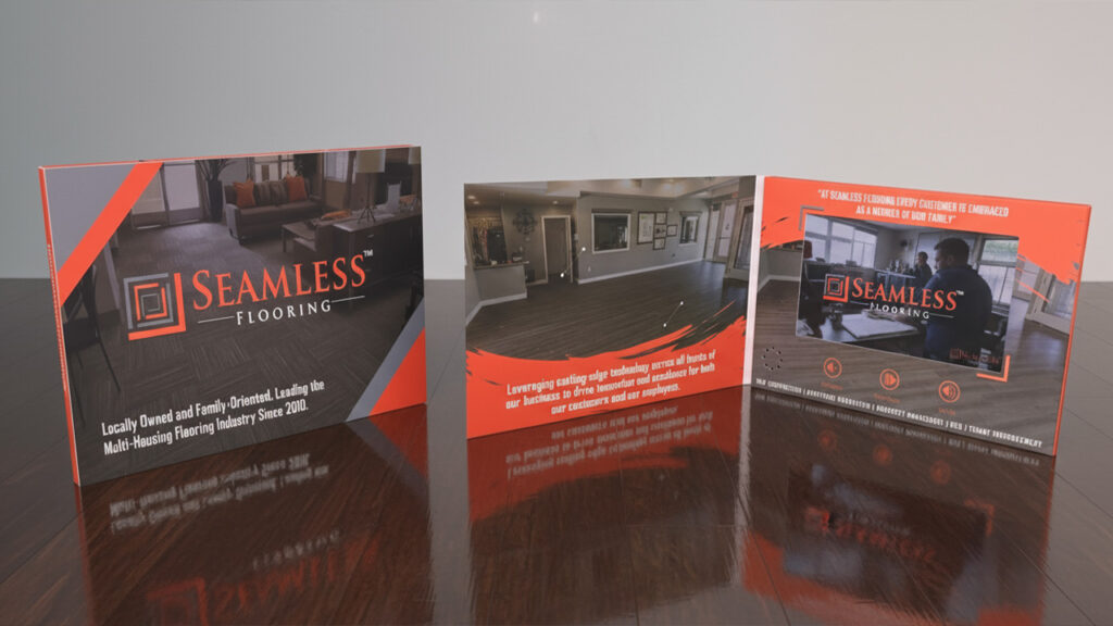 Flooring company video brochure featuring installation videos and design visuals.